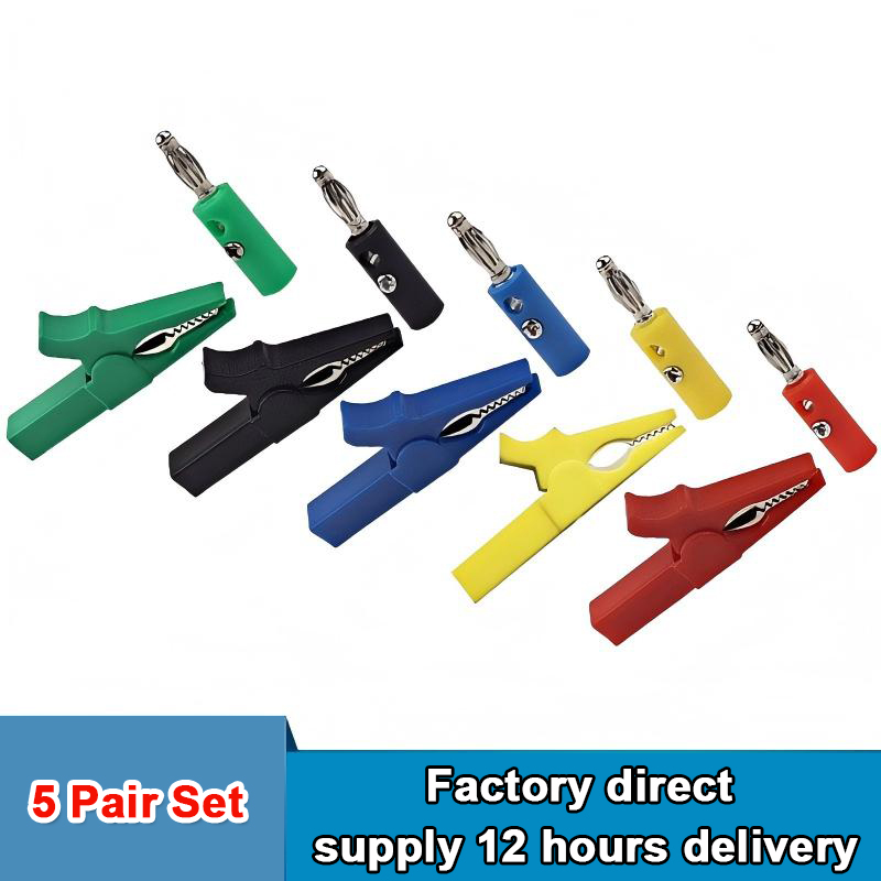 Crocodile Clip Set - คลิปหนีบสายไฟแบบฉนวนพร้อมปลั๊กกล้วย สำหรับทดสอบไฟฟ้า ไม่ต้องเชื่อม ปลอดภัย ใช้กับมัลติมิเตอร์