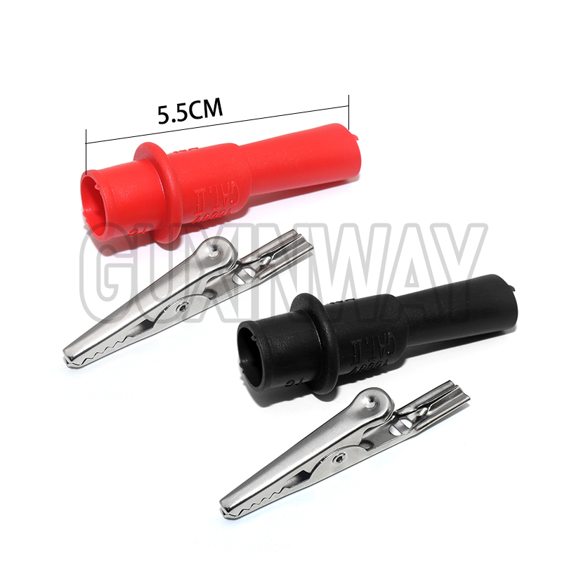 Crocodile Clip Set - ชุดคลิปหนีบสายไฟแบบอัลลิเกเตอร์ 2 ชิ้น สีแดง-ดำ หัวสายไฟ 10A