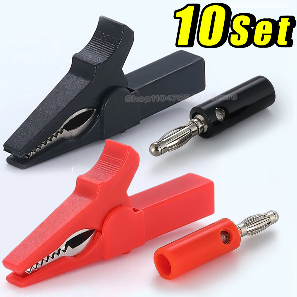 Crocodile Clip Set - คลิปจระเข้พร้อมปลั๊กกล้วยชุดไม่มีการเชื่อมความปลอดภัยฉนวนอย่างเต็มที่ทดสอบไฟฟ้าคลิปจระเข้สําหรับมัลติมิเตอร์