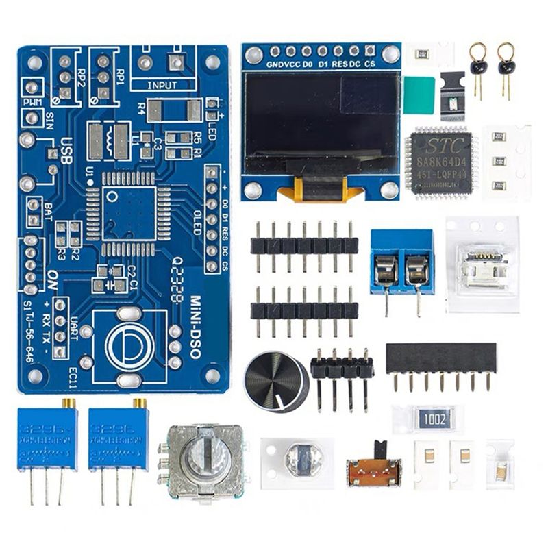 Diy Electronics Components Kit - ชุดออสซิลโลสโคปดิจิตอล AT14 แบบ DIY พร้อมไมโครคอนโทรลเลอร์ STC8K8A