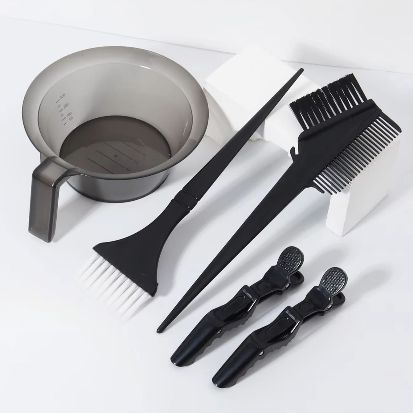 Crocodile Clip Set - ชุดเครื่องมือย้อมผมมืออาชีพ 5 ชิ้น, ชามย้อมผม, แปรงย้อมผม, หวีปลายแหลม,