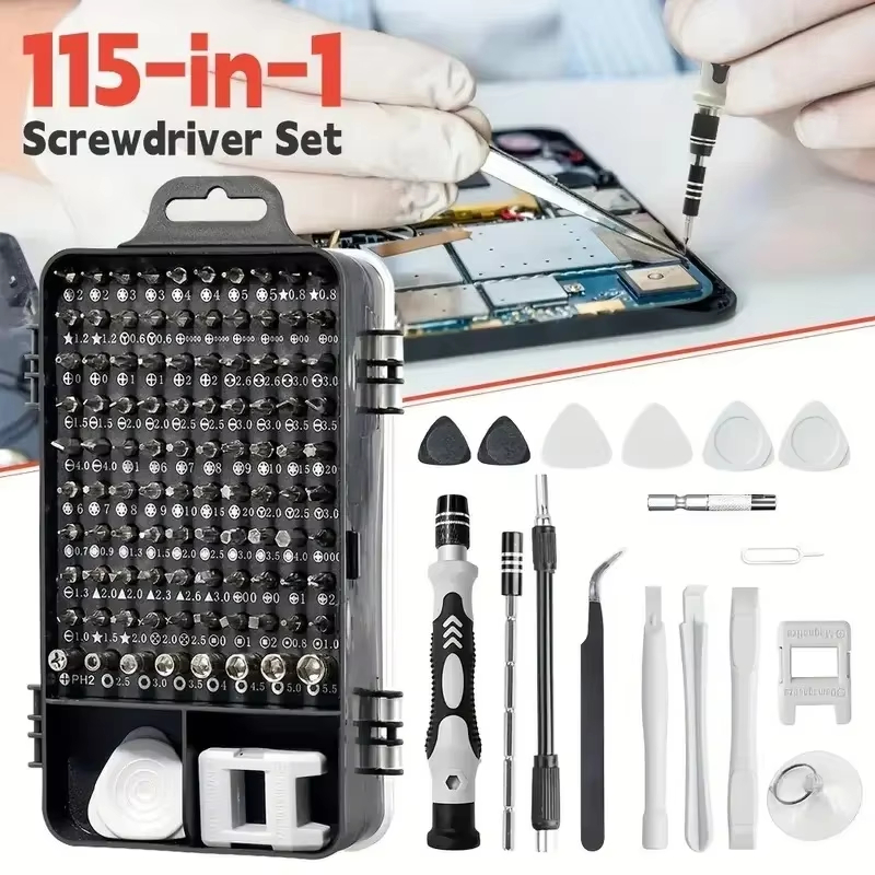 Diy Electronics Components Kit - ชุดไขควงความแม่นยำสูง 115-in-1 พร้อมหัวแม่เหล็ก - ชุดเครื่องมือซ่อมอุปกรณ์อิเล็กทรอนิกส์สำหรับโทรศัพท์ แล็ปท็อป