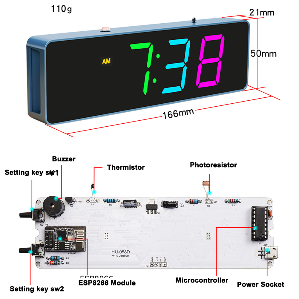 ESP8266 IOT ชุดนาฬิกา WiFi สีส - Diy Electronics Components Kit บทวิจารณ์และราคา