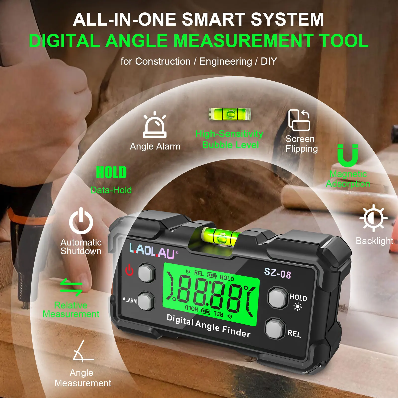 เครื่องวัดมุมดิจิตอลพร้อมระดับ - Diy Electronics Storage บทวิจารณ์และราคา